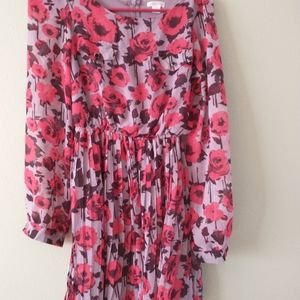 Pink, red, mauve floral dress. Exhilaration.